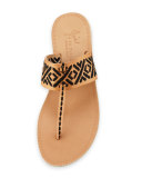 Zariah Embroidered Thong Sandal, Natural/Black