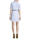 Ginger Striped A-Line Shirtdress, Blue/White