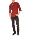 Moto Straight-Leg Denim Jeans, Black