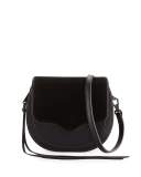 Suki Mini Suede & Leather Saddle Bag, Black