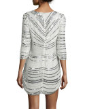 Petra 3/4-Sleeve Beaded Cocktail Dress 