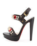 Pyrabubble Studded Red Sole Sandal, Black/Red