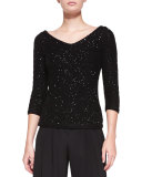 V-Neck Sequined Chevron Sweater