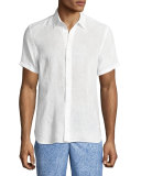 Meden Tailored-Fit Short-Sleeve Linen Shirt, White