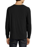 Long-Sleeve Cotton-Blend T-Shirt, Black