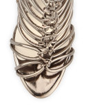 Clementine Strappy To-the-Knee Gladiator Sandal Boot, Gunmetal