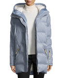Michelin Hooded Down Coat, Platinum