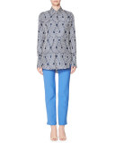 Victoria Flat-Front Skinny Pants, Blue