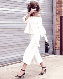 Agathe Stretch Poplin Wrap Culottes, Ivory
