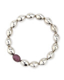 Molten Sterling Silver & Rhodolite Bead Stretch Bracelet