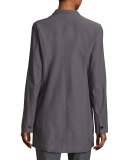 Stretch-Crepe Stand-Collar Long Jacket, Ash