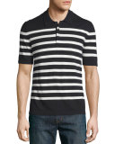 Highlands Striped Short-Sleeve Polo Shirt, Black/White