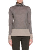 Two-Tone Turtleneck Sweater, Gray