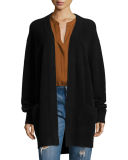 Boiled Cashmere Open-Front Long-Line Cardigan