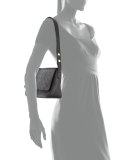 Cynnie Crocodile-Embossed Shoulder Bag, Black