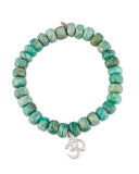 Beaded Green Amazonite Bracelet with Diamond Om Charm