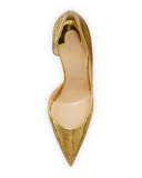 Galu Half-d'Orsay 100mm Red Sole Pump, Gold