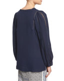 Aubrey Silk Blouse with Lace Detail