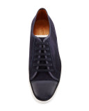 Levah Suede Low-Top Sneaker, Navy