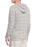 Textured Stripe Long-Sleeve Hooded Sweater, Flint