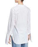 Fold-Over Cuff Shirt, White