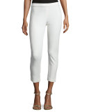 Ponte Slim Ankle Pants, Ivory 