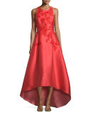Sleeveless Embroidered High-Low Gown 