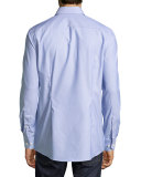Zigzag Waves Jacquard Sport Shirt, Blue