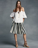 Off-the-Shoulder Stretch-Cotton Blouse, White