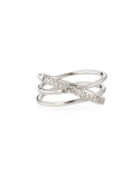 18k White Gold Diamond Crisscross Ring