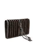 Snakeskin Full-Flap Tie Clutch Bag, Ardoise/Espresso