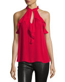 Gina High-Neck Crepe Top