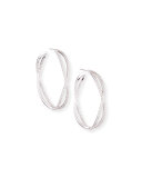 18k White Gold Crisscross Diamond Hoop Earrings