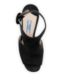 Suede Ankle-Wrap 115mm Sandal, Nero