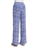 Aryn Printed Wide-Leg Silk Pants