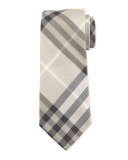 Heritage Stone Check Silk Tie, Green