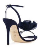 Frolic Flower Grosgrain Sandal, Navy Blue