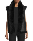 Shearling Fur-Trim Leather Vest