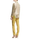 Long-Sleeve Floral Striped Blouse