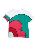 Floral Swirl Stretch Jersey Tee, White, Size 4-14
