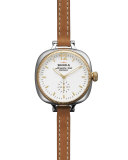 The Gomelsky Two-Tone Watch with Double-Wrap Leather Strap, Natural