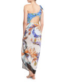 Jungle-Print Voile Pareo Coverup