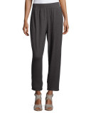 Hemp Twist Tapered Ankle Pants, Bark 