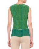 Sleeveless Bateau-Neck Flower-Farm-Print Blouse, Multi Colors