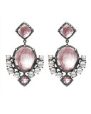 Bella Compass Sterling Silver Earrings with Pearls, Ballet Pink