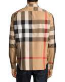 Fred Woven Check Sport Shirt, Tan