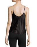 Silk Scoop-Neck Lounge Tank, Black