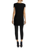 Cap-Sleeve Bateau-Neck Tencel® Ribbed Tunic