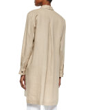Long-Sleeve Linen Duster, Sesame, Plus Size