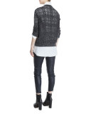 Madras Embellished Semisheer Pullover, Charcoal
